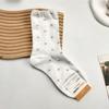 Calcetines de Algodón para Mujer con Lazo de Encaje Calcetines Coreanos Calcetines de Algodón de Cintura Media Kiki Otoño Nuevo Estilo Preppy Ins Calcetines de Niña