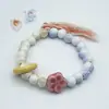 Colección de Cuentas Jingdezhen Cuentas Budistas Pulsera de Cerámica Popular Nuevo Estilo Chino Fresco y Sencillo Estilo Nacional Tejido Puramente Hecho a Mano