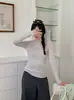 Fio dos Sonhos~Camisa Base de Tricô Feminina Slim Fit com Gola Alta Meia, Top de Manga Longa com Mistura de Lã, Novo Estilo de Outono