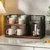 Organizador de porta-copos multicamadas, porta-xícaras de chá e mesa de chá, prateleira de armazenamento de copos, prateleira de lanches para bancada, caixa de armazenamento