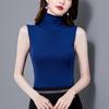 Chaleco de Malla de Color Sólido sin Mangas de Cuello Alto Ajustado para Mujer Camiseta Interior para Primavera y Verano 2020 Nuevo Top Ajustado Negro