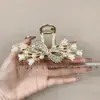 Pinza para el pelo de borla de pedrería de lirio del valle perlado, Pasador grande estilo hada de lujo ligero, Accesorio para el pelo de la celebridad de Internet con lazo, Accesorios para la cabeza al por mayor