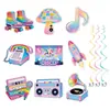 Nova faixa de decoração de aniversário disco, guirlanda de decoração de festa de aniversário infantil estilo disco do milênio e topo de bolo