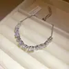 Pulsera geométrica extensible con circonita chapada en oro real de 18 quilates, pulsera versátil de moda y única, joyería de nicho de lujo ligero para mujer