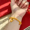 Pulsera Dorada Arena, Calcedonia de Imitación Retro, Flor de Calabaza de la Suerte, Pulsera Duradera que No se Desvanece, Joyería Nacional de Moda para Mujer