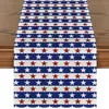 Nuevo camino de mesa de lino transfronterizo con estampado del Día de la Independencia para el hogar, comedor, sala de estar, mesa de comedor, decoración interior y exterior