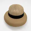 Chapéu de palha de aba larga estilo Hepburn retrô de verão para mulheres, chapéu de sol de praia para proteção solar