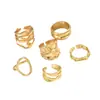 Conjunto de Anéis Geométricos de Alta Qualidade Europeu e Americano Transfronteiriço para Mulheres Versátil Design Irregular Anel Aberto