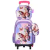 Nueva Lindo Carrito Escolar para Estudiantes de Primaria Grados 3~6 Set de Tres Piezas de Dibujos Animados Mochila Escolar de Dos Ruedas Seis Ruedas para Niños Lista para la Venta