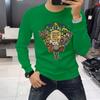 Sudadera de Moda de Otoño e Invierno Nueva para Hombre con Cuello Redondo, Terciopelo, Patrón Animal de las Cinco Bendiciones, Ajuste de Moda para Hombre, Ropa Exterior de Manga Larga