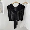 Novo xale de tricô vazado para mulheres, estilo coreano, versátil para o escritório e ambientes com ar condicionado, cor sólida, design com nós, perfeito para usar sobre camisas.
