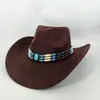 Sombreros multicolores de otoño e invierno transfronterizos, sombreros de fieltro estilo vaquero retro europeo y americano, sombreros fedora negros para hombre, sombreros de jazz para mujer
