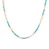 Moda europea y americana personalidad nicho diseño cadena clavícula collar perla de agua dulce piedra azul joyería Nueva Mujer