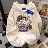 Moletom com Capuz Shin-Chan Rosa Americano Versátil para Mulheres no Outono e Inverno Estilo Quente Tie-Dye Divertido Tops Casuais Estudantis