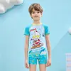 Liquidação de Moda Praia Masculina Infantil Roupa de Banho Infantil Meninos Maiô Duas Peças Calções de Banho Camada Dupla Liquidação de Natação Estilo Verão