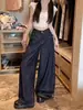 Jeans Retro Lavados de Pierna Ancha para Mujer, Pantalones Rectos Ceñidos de Cintura Alta para Mujer Petite, con Caída Larga hasta el Suelo