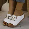 2026 Verão Novo Comércio Exterior Tamanho Plus Moda Feminina Casual Confortável Fivela de Metal Slip-on Sandálias da Moda Tamanho Único