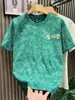 Camisa Retro Americana de Manga Corta para Hombre Verano 2025 Estilo Nuevo Bordado Etiqueta Pequeña Simple Versátil Holgada Cuello Redondo Media Manga