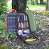 Juego Portátil de Utensilios de Cocina para Exteriores, Bolsa de Almacenamiento de Utensilios de Cocina para Viajes en Coche, Tabla de Cortar y Juego de Cuchillos, Juego Portátil de 7 Piezas para Acampar