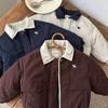 Casaco Matelassê Casual para Meninas Outono Casaco de Trabalho para Meninos Casaco de Algodão Infantil Estilo Western Espesso Casaco de Algodão de Inverno da Moda para Bebê