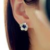 B096 Pendientes de Princesa Británica Kate Mismo Estilo Micro-Pavimentados con Circonita y Pendientes de Cristal Azul Joyería Aliexpress