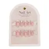 Uñas Vestibles para Mujer, Dulce Estilo Ins Rosa Nude Lazo Pedrería Uñas Postizas Pre-fabricadas, 10 Piezas Puntas de Uñas Vestibles