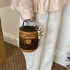 2026 Bolsa Colorida de Alta Qualidade Retro Transfronteiriça Mini Cilindro Redondo Estilo Bolsa de Mão Moda Chique Corrente Transversal Bolsa Balde