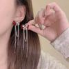 Pendientes de Terciopelo Borgoña con Imitación de Perla Rosa Estilo Retro de Hong Kong para Otoño e Invierno, Pendientes Elegantes y de Alta Gama, Nuevo Estilo 2023