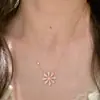 Colar Pingente Romântico Rosa Diamante Margarida Baixa Saturação Popular do Xiaohongshu Corrente Clavícula Acessórios Requintado Peça Única Dropshipping