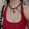 Collar Rojo Estilo Punk Estilo Diablo Femenino Subcultura Industria Pesada Y2K Cadena Clavícula Dulce Cool Collar Chica Caliente Marea Año Nuevo
