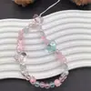Nova Corrente de Celular Cartoon Doce Laço de Amor Cordão de Celular com Contas Pingente para Capa de Celular Pulseira de Pulso Resistente a Quedas
