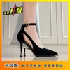 Zapatos de tacón de aguja sexys estilo francés con punta fina, nuevo diseño calado con una sola tira, tacones altos elegantes para damas, adecuados para ir al trabajo