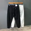 Jeans rotos de moda para hombre, corte holgado, talla grande, largo recortado, pantalones rectos casuales y versátiles, blancos