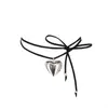 Moda Collar Ajustable con Forma de Corazón para Mujer, Cadena para Clavícula con Colgante de Corazón Simple de Lujo Ligero, Cuerda Negra, Accesorio de Gama Alta