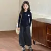 Conjunto de Dos Piezas para Niñas 2026 Primavera/Otoño Nuevo Estilo Coreano Moda Sudadera con Capucha Manga Larga Pantalones Jogger Rayados Casual