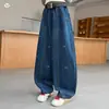 Jeans para Niña Estilo Otoño Niñas Grandes Estilo Coreano Pantalones Versátiles de Pierna de Tijera Moda para Niñas Pantalones de Pierna Ancha Estudiantes de Secundaria Pantalones para Niños