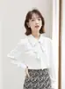 Otoño 2026 Nuevo Llegada Blanca Manga Larga Cuello Muñeca Estilo OL Corbata de Lazo Camisa con Cordones Camisa de Temperamento Dulce Mujer