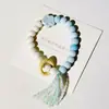 Pulsera de Cerámica Jingdezhen Nueva Pulsera de Cerámica Estilo Chino Joyería Hecha a Mano Cuerda Estilo Tíbet Puesto de Pulseras Jingdezhen