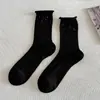 Meias Baggy Estilo Ballet para Mulheres, Meias Finas de Verão até a Panturrilha, Meias Respiráveis de Renda com Bolinhas Estilo Miu, Borda Enrolada, Sem Costura