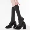Calcetines de canalé de algodón de doble aguja de micropresión para pantorrilla para ir al trabajo en otoño, estilo escolar JK japonés, Lolita, Miu, calcetines holgados estilo coreano