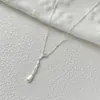 Collar de plata de ley 925 con forma de gota de agua esmerilada incrustada de diamantes para mujer, simple, moderno, lujo ligero, de alta gama, cadena exquisita para la clavícula 1445A