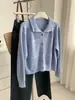 Cárdigan de Punto Coreano Retro con Cuello de Ganchillo Hueco Otoño/Invierno 2026 para Mujer, Suave y Juvenil con Botones de Madera Abrigo Suéter