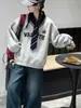 Conjunto de Sudadera Dos en Uno Estilo Coreano Nuevo de Otoño para Niñas, Sudadera Ajustada y Pantalones de Pierna Ancha de Mezclilla para Niñas