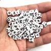 Cuentas sueltas cuadradas de acrílico de 6 x 6 mm, cuentas con letras inglesas, accesorios de joyería con gotas de aceite para manualidades, cuentas de educación temprana para niños