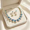Set de Collar y Pendientes de Perlas Sintéticas y Piedras Preciosas Estilo Retro Europeo para Mujer Sensación de Alta Gama Accesorios para Novia Banquetes de Boda Vestidos de Noche