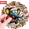 Compra directa transfronteriza de 50 pegatinas creativas de animales con temática navideña para niños, divertidas pegatinas de celebración de animales navideños