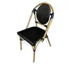 Mesa y Silla de Exterior de Fábrica Combinación Metal Mimbre Retro Silla de Comedor Francesa Interior y Exterior B&B Balcón Patio Silla Individual