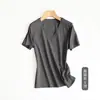Camiseta de algodón mercerizado doble de manga corta para mujer, cuello redondo, verano, blanco puro, algodón de fibra larga de Xinjiang, T L 706 705