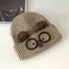 Novo Chapéu de Tricô com Orelhas de Gato Fofo para Mulheres no Outono e Inverno com Circunferência da Cabeça Grande e Óculos de Gatinho que Mostram o Rosto Proteção Auricular Chapéu Quente para o Frio