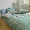 Juego de Funda Nórdica de Cuatro Piezas de Color Sólido Cepillado Seleccionado Cuidadosamente, Funda Nórdica Sencilla, Ropa de Cama Estilo Ins para Dormitorio de Estudiante Venta al por Mayor para Invierno